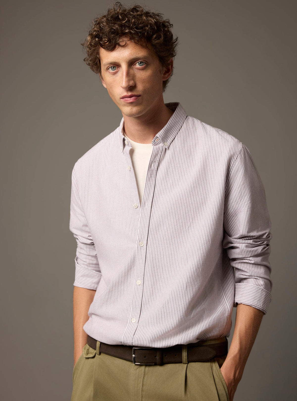 Chemise College Blanc/Raisin