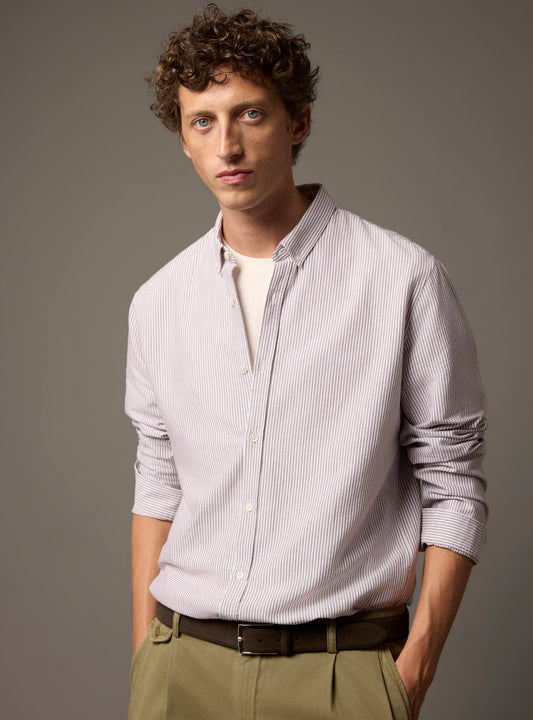 Chemise College Blanc/Raisin